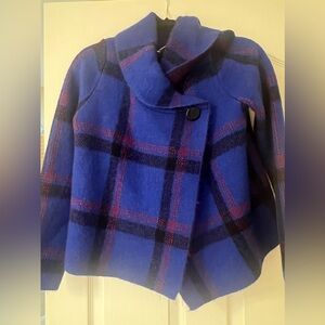 Max Studio size S blue toned plaid sweater jacket.